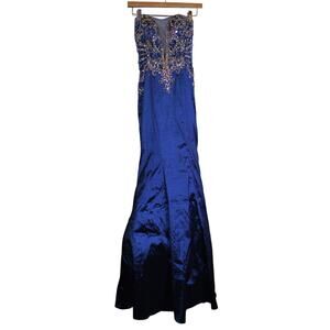 Dancing Queen U.S.A. Royal Blue Double Lined Gown With Beading Size XS